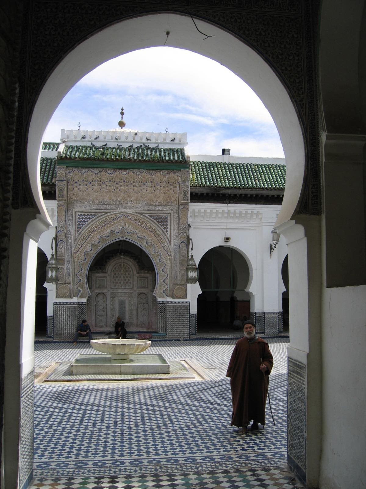 The Al-Qarawiyyin mosque courtyard in the Fez medina, Morocco